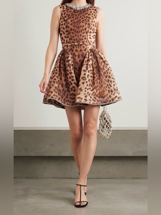 Zimmermann Dresses & Skirts - New! Zimmermann Designer Crush Panelled Mini Dress - Leopard Print Linen-Silk